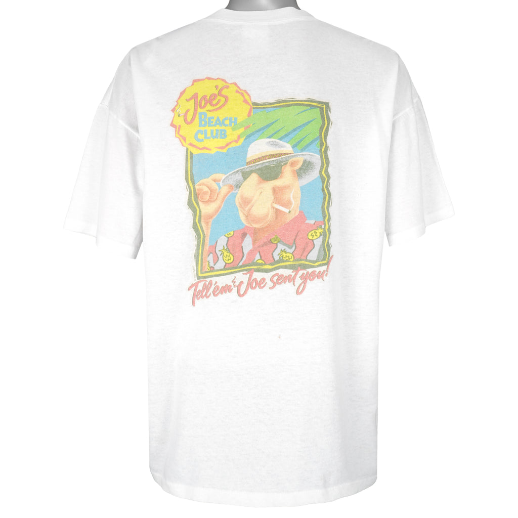 Vintage (Camel) - Joe Sent you Joes Beach Club T-Shirt 1990s X-Large Vintage Retro