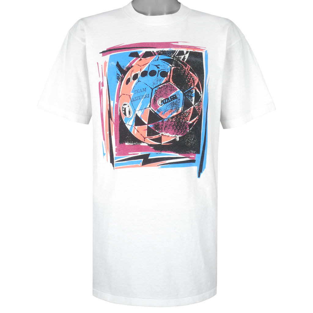 Diadora - Team Azzurri Football T-Shirt 1990s X-Large Vintage Retro
