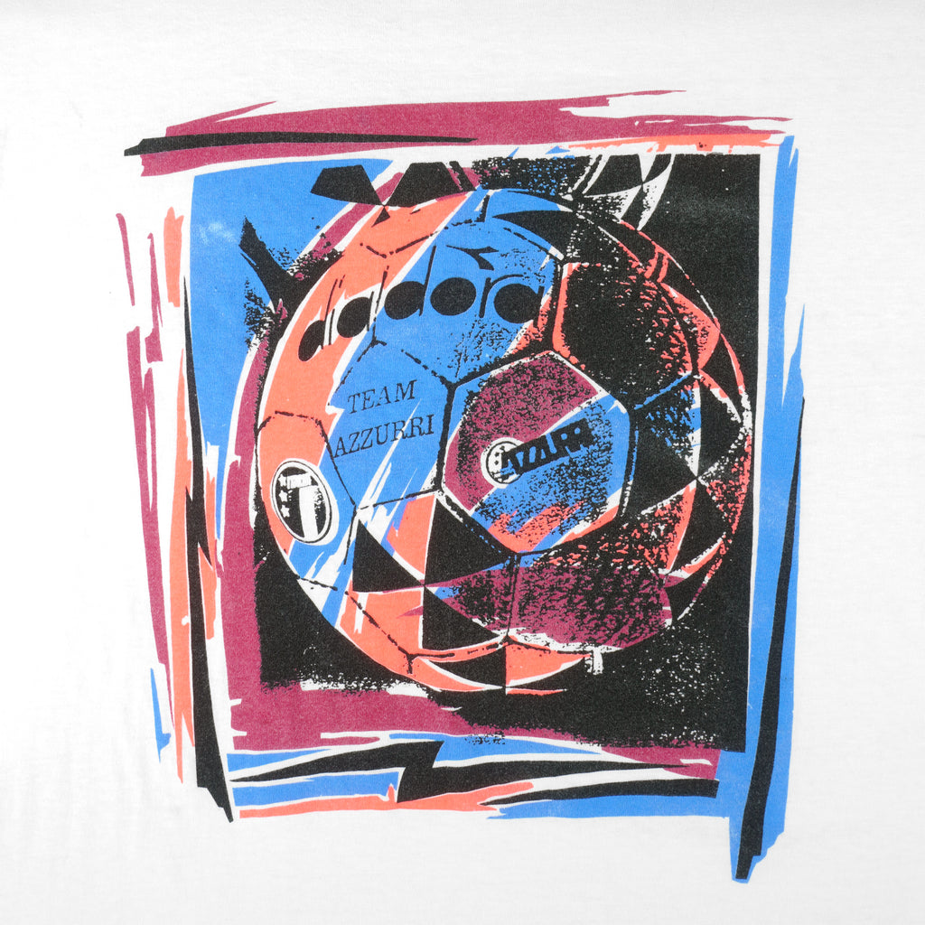 Diadora - Team Azzurri Football T-Shirt 1990s X-Large Vintage Retro