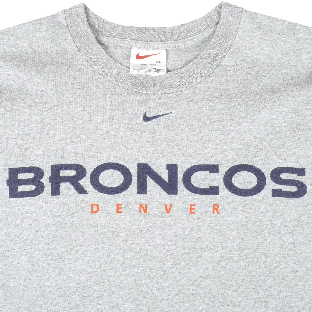 Nike - Grey Denver Broncos T-Shirt 1990s X-Large Vintage Retro Football