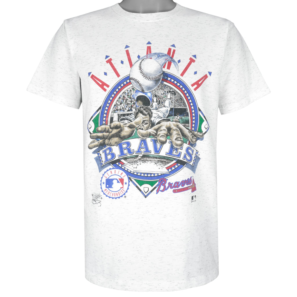 MLB (Fan) - Atlanta Braves big Logo T-Shirt 1992 Medium Vintage Retro Baseball