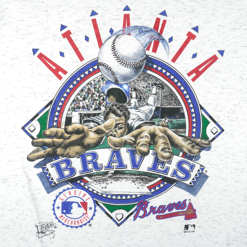 MLB (Fan) - Atlanta Braves big Logo T-Shirt 1992 Medium Vintage Retro Baseball
