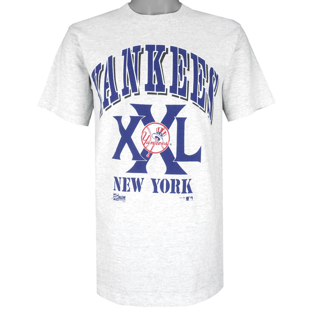 MLB (Salem) - Grey New York Yankees T-Shirt 1990 Medium Vintage Retro Baseball