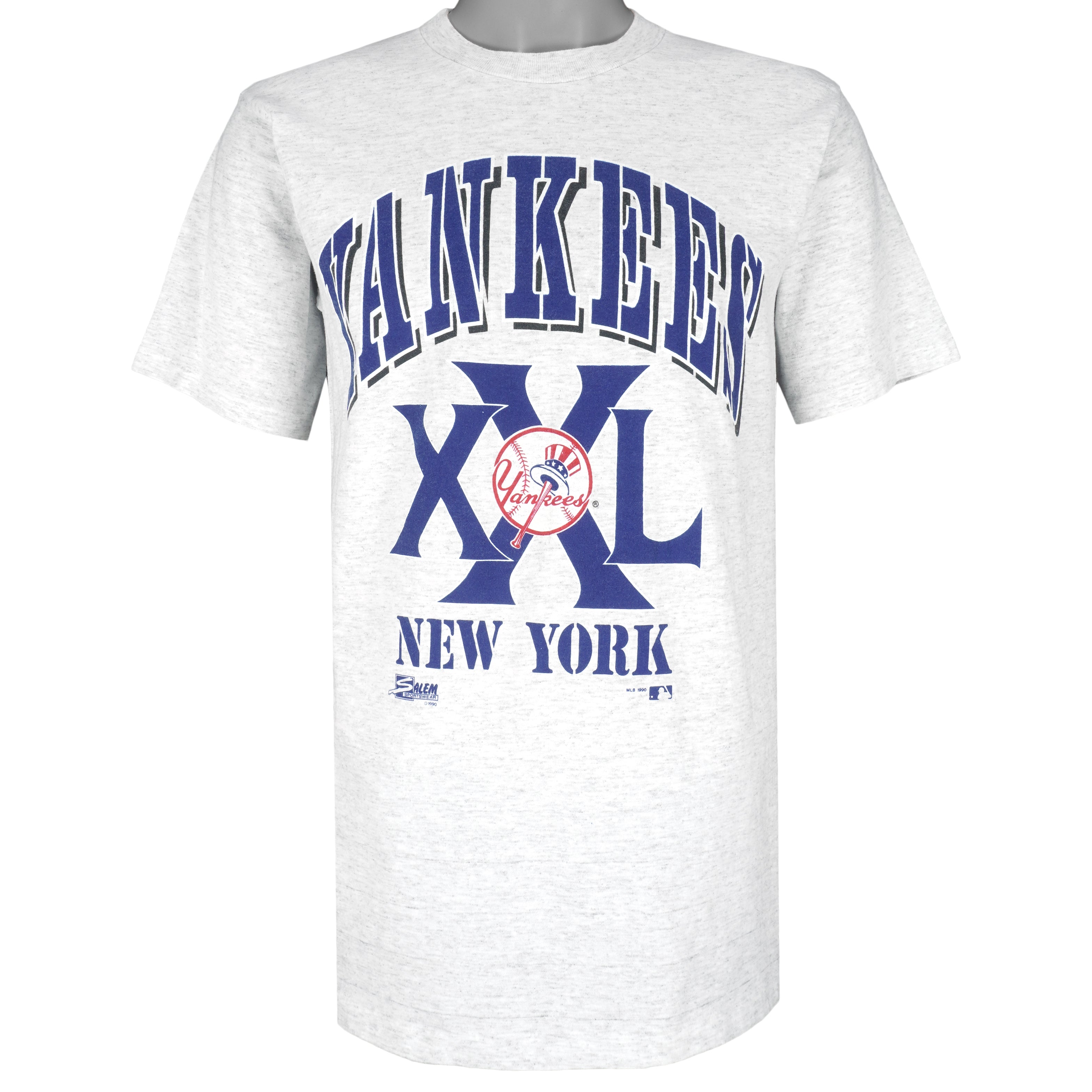 MLB (Salem) - Grey New York Yankees T-Shirt 1990 Medium Vintage Retro Baseball