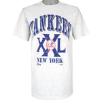 MLB (Salem) - Grey New York Yankees T-Shirt 1990 Medium