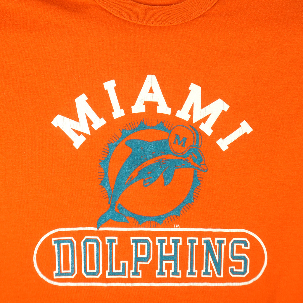 Champion - Orange Miami Dolphins T-Shirt 1990s Large Vintage Retro Football