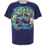 Vintage (Habitat) - Blue Wake Up To Rain Forest T-Shirt 1990s Large