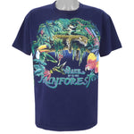 Vintage (Habitat) - Blue Wake Up To Rain Forest T-Shirt 1990s Large Vintage Retro