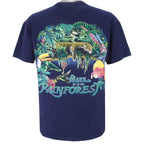 Vintage (Habitat) - Blue Wake Up To Rain Forest T-Shirt 1990s Large Vintage Retro