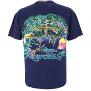 Vintage (Habitat) - Blue Wake Up To Rain Forest T-Shirt 1990s Large Vintage Retro