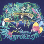 Vintage (Habitat) - Blue Wake Up To Rain Forest T-Shirt 1990s Large Vintage Retro