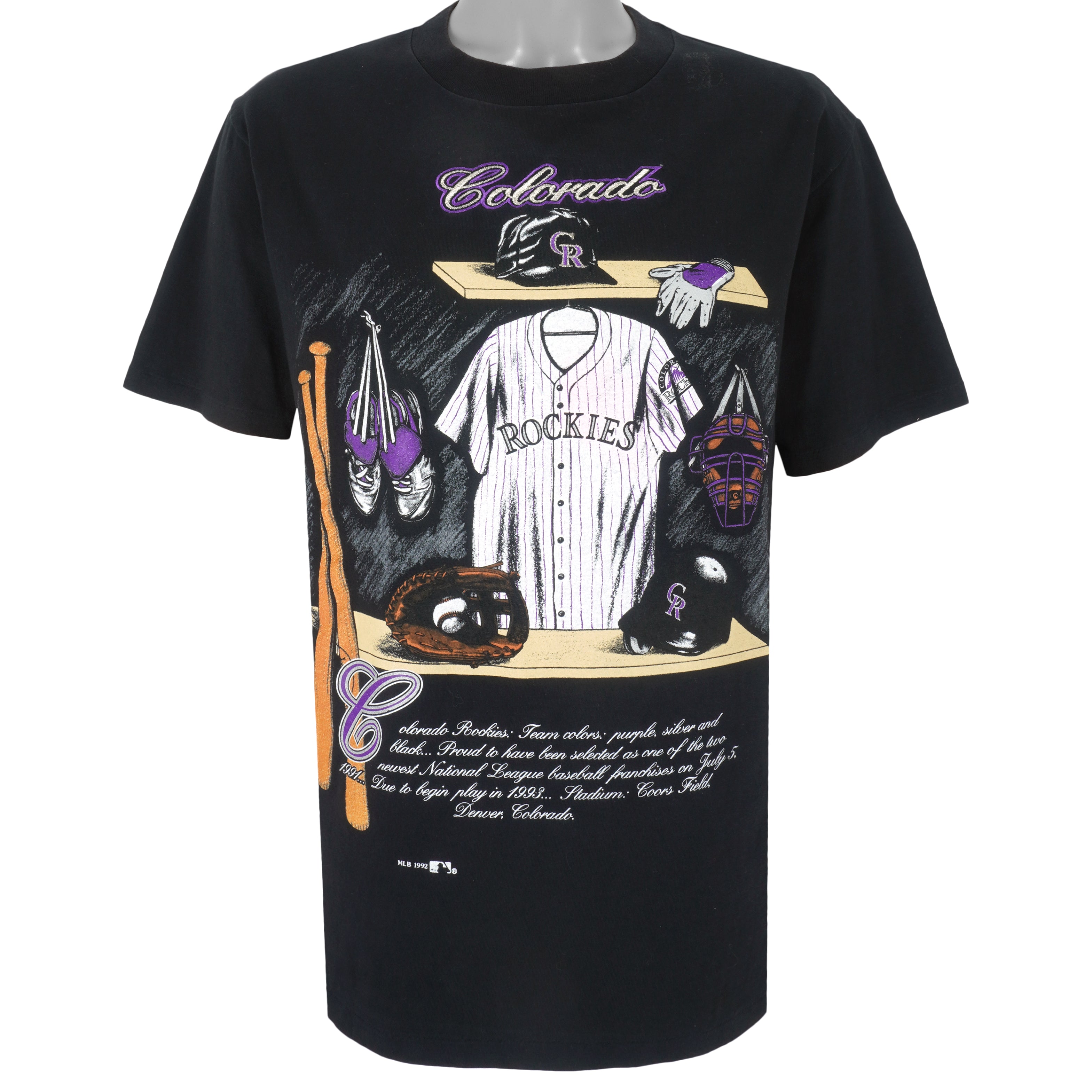 MLB - Colorado Rockies Locker Room T-Shirt 1992 Large Vintage Retro Baseball