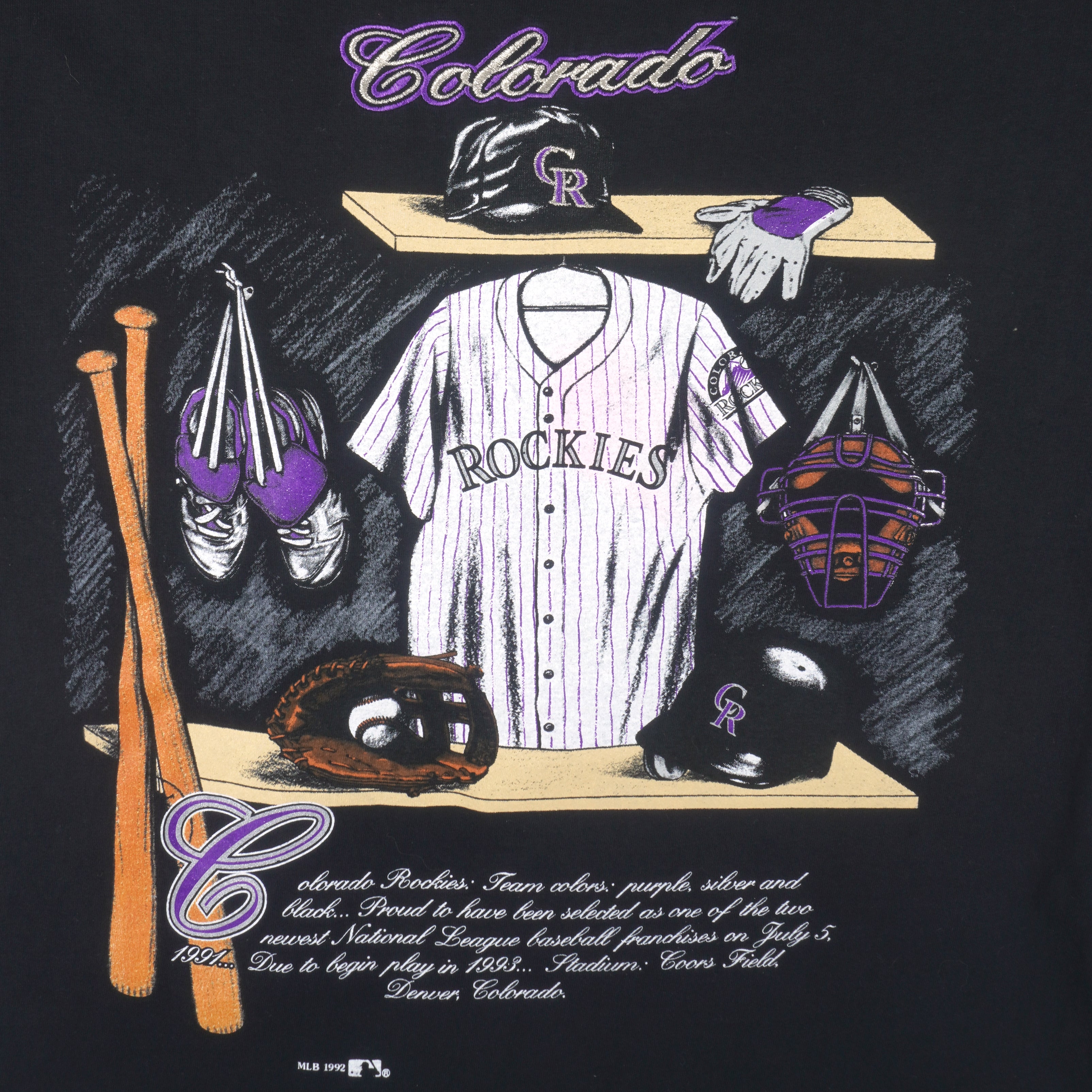 Vintage MLB Colorado Rockies Shirt Salem Sportswear Tee USA Size Large