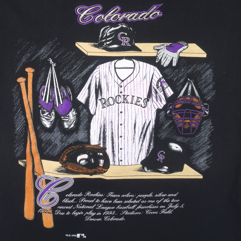 MLB - Colorado Rockies Locker Room T-Shirt 1992 Large Vintage Retro Baseball