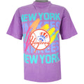 MLB (Soft Wear) - Purple New York Yankees T-Shirt 1991 Medium Vintage Retro Baseball
