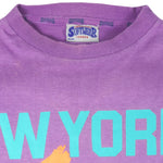MLB (Soft Wear) - Purple New York Yankees T-Shirt 1991 Medium Vintage Retro Baseball