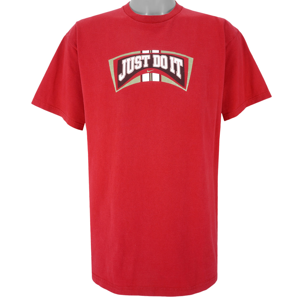 Nike - Red Just Do It T-Shirt 1990s Large Vintage Retro