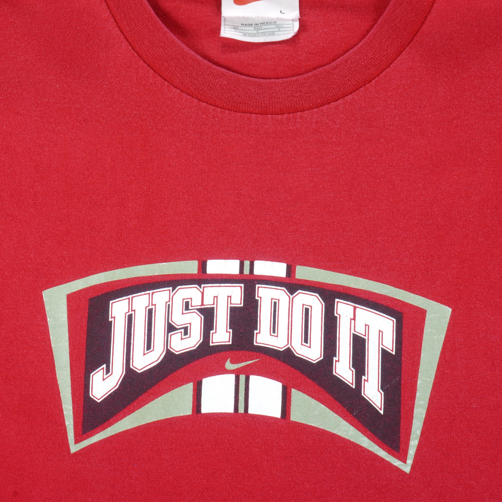 Nike - Red Just Do It T-Shirt 1990s Large Vintage Retro