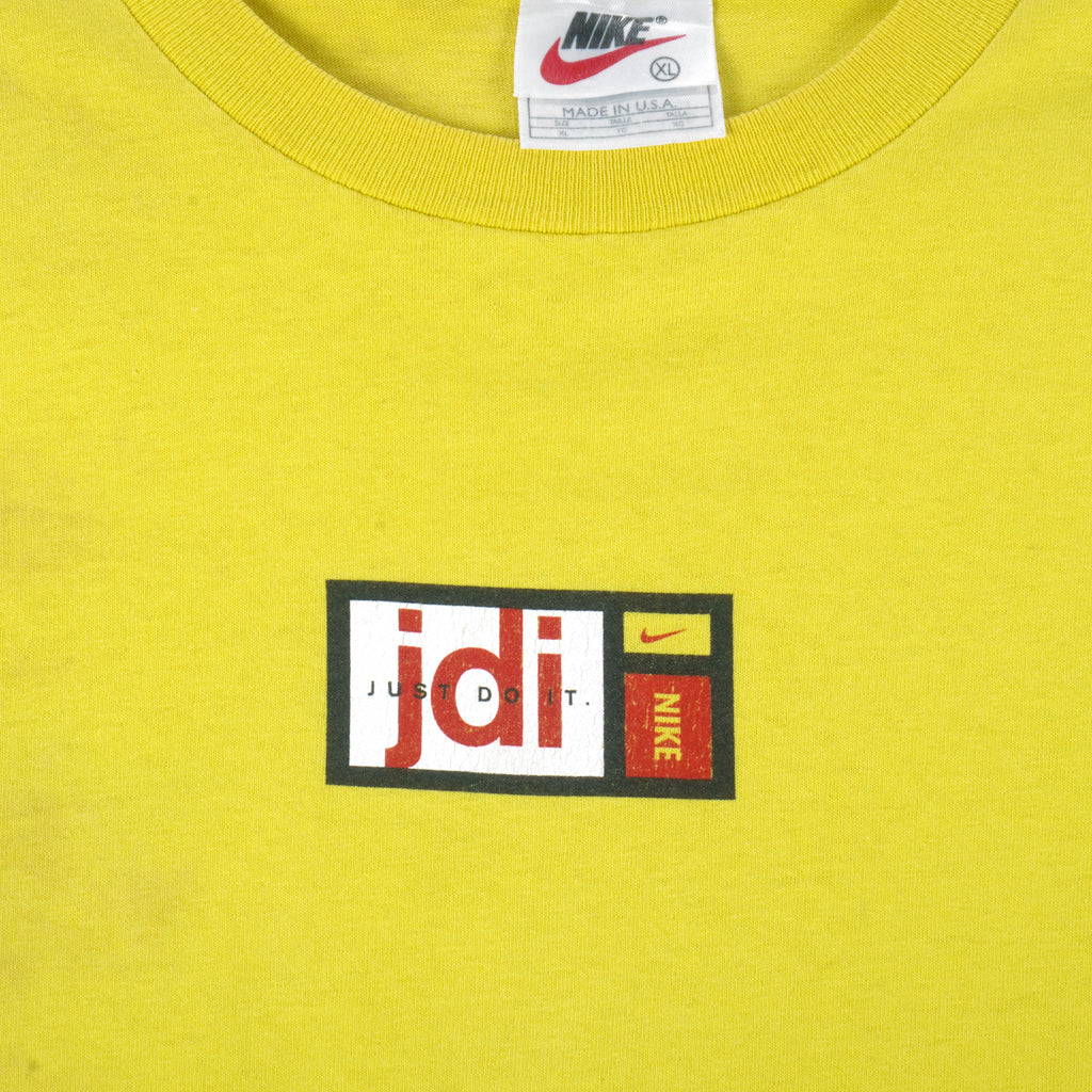 Nike - Yellow Just Do It T-Shirt 1990s X-Large Vintage Retro