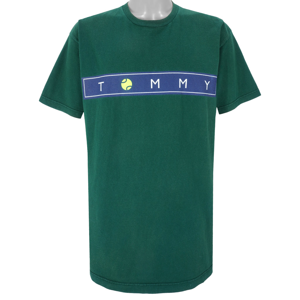 Tommy Hilfiger - Green Tennis T-Shirt Large Vintage Retro