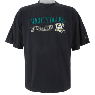 NHL (Soft Wear) - Anaheim Mighty Ducks Embroidered T-Shirt 1990s Medium