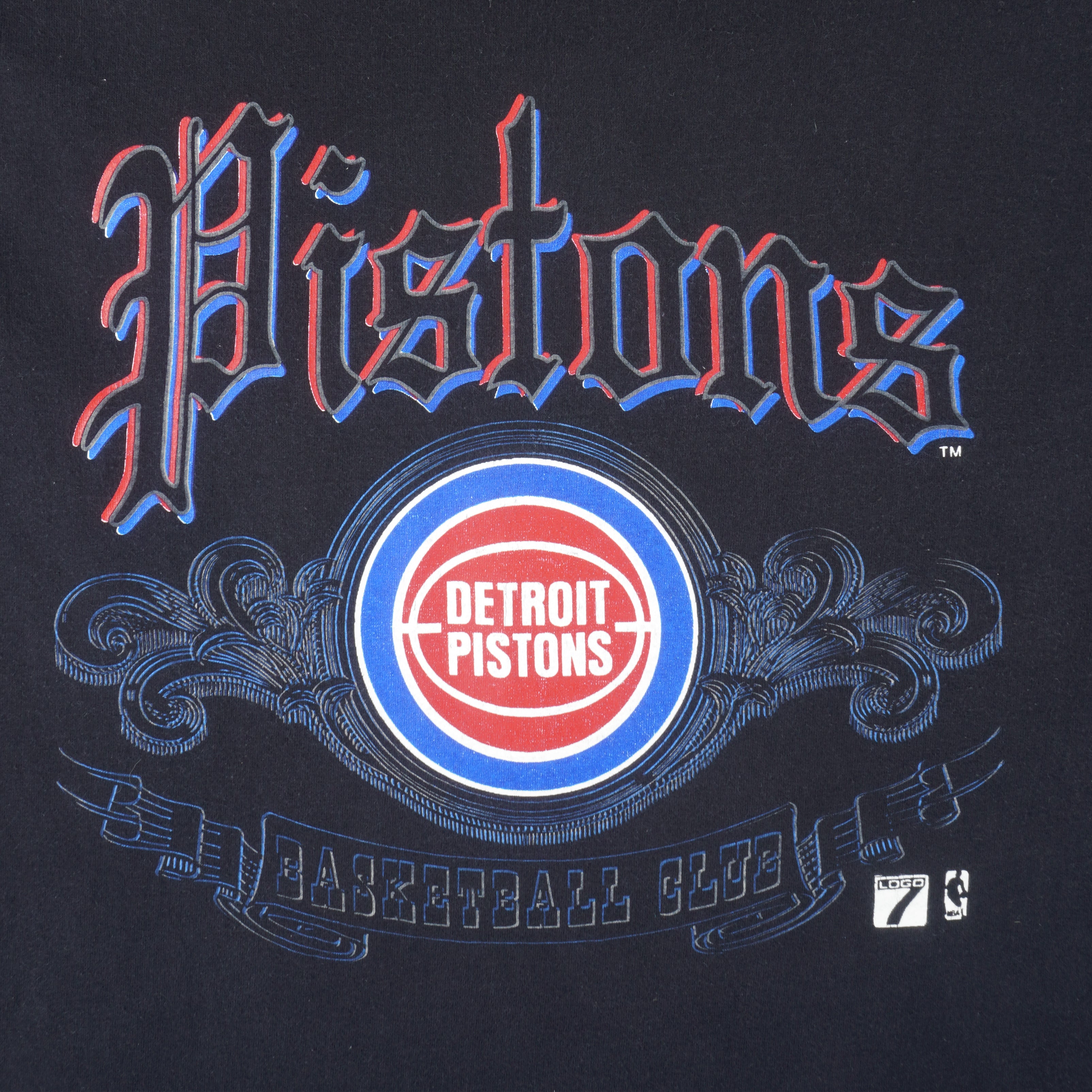 NBA (Tultex) - Black Detroit Pistons T-Shirt 1990s X-Large Vintage Retro Basketball