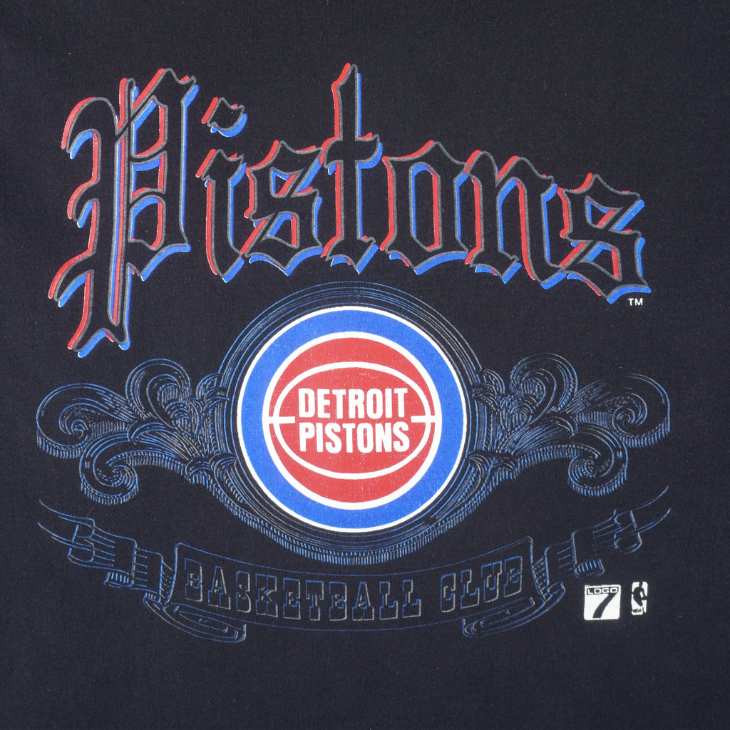 NBA (Tultex) - Black Detroit Pistons T-Shirt 1990s X-Large Vintage Retro Basketball