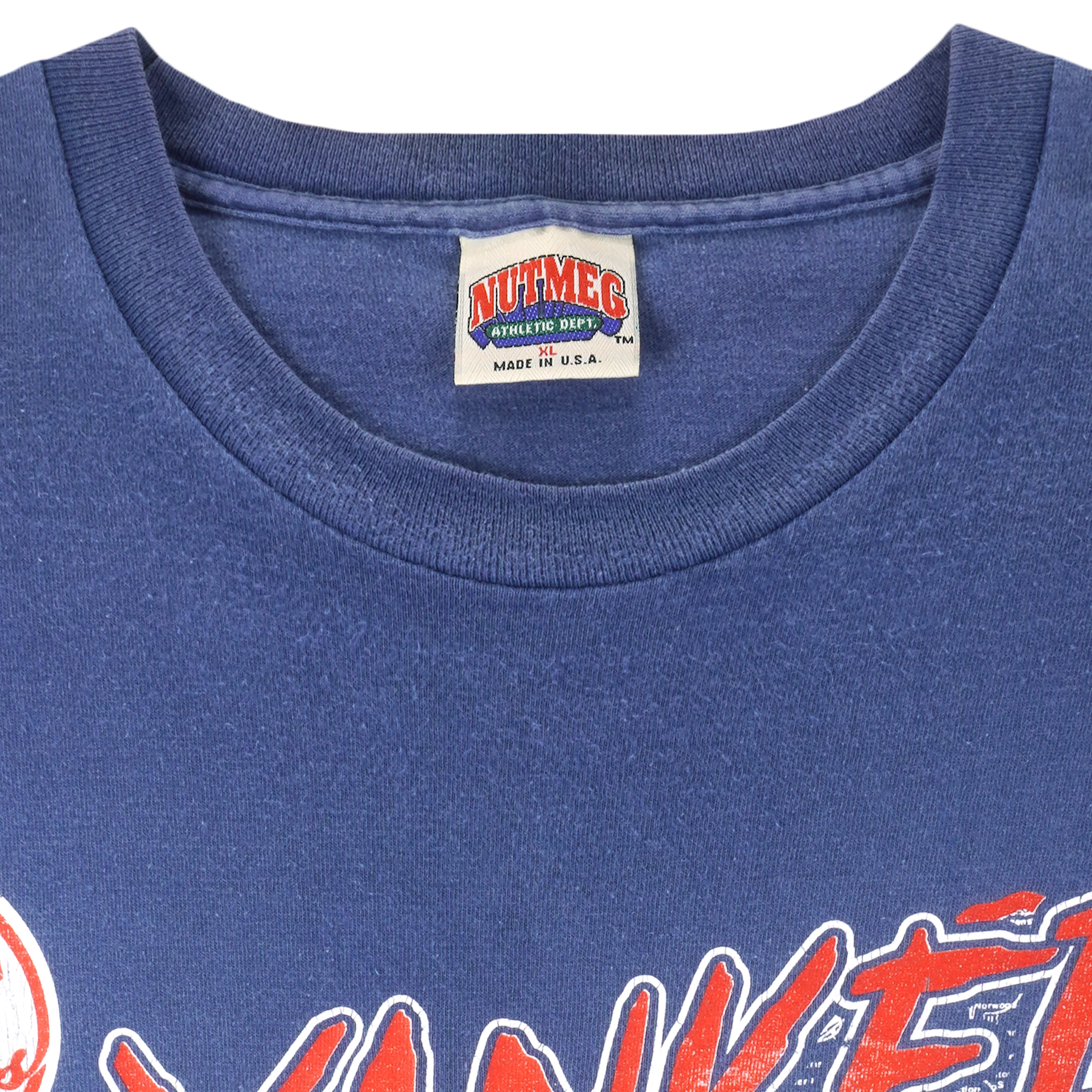 MLB (Nutmeg) - Blue New York Yankees T-Shirt 1991 X-Large Vintage Retro Baseball