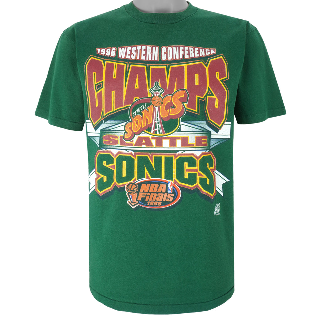 NBA (Oneita) - Seattle SuperSonics Western Conference Champs T-Shirt 1996 Large Vintage Retro Basketball