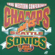 NBA (Oneita) - Seattle SuperSonics Western Conference Champs T-Shirt 1996 Large Vintage Retro Basketball