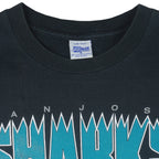 NHL (Salem) - Black San Jose Sharks T-Shirt 1991 Medium Vintage Retro Hockey