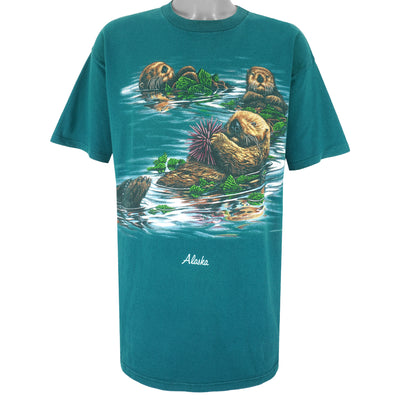 Vintage (Habitat) - Otters Alaska Animal Print T-Shirt 1990s X-Large