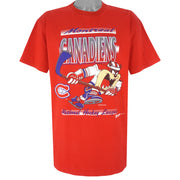 NHL - Red Montreal Canadiens x Taz T-Shirt 1993 X-Large Vintage Retro Hockey