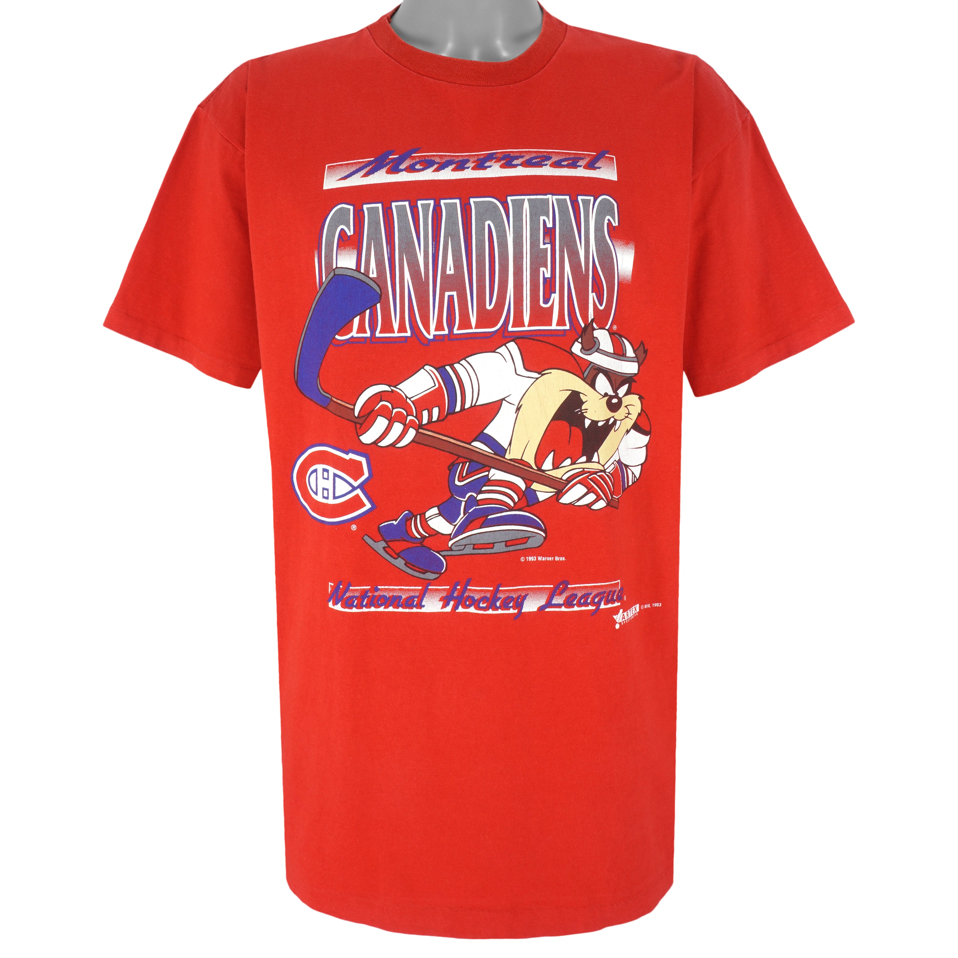 NHL - Red Montreal Canadiens x Taz T-Shirt 1993 X-Large Vintage Retro Hockey
