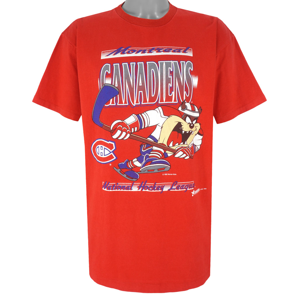 NHL - Red Montreal Canadiens x Taz T-Shirt 1993 X-Large Vintage Retro Hockey