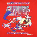 NHL - Red Montreal Canadiens x Taz T-Shirt 1993 X-Large Vintage Retro Hockey