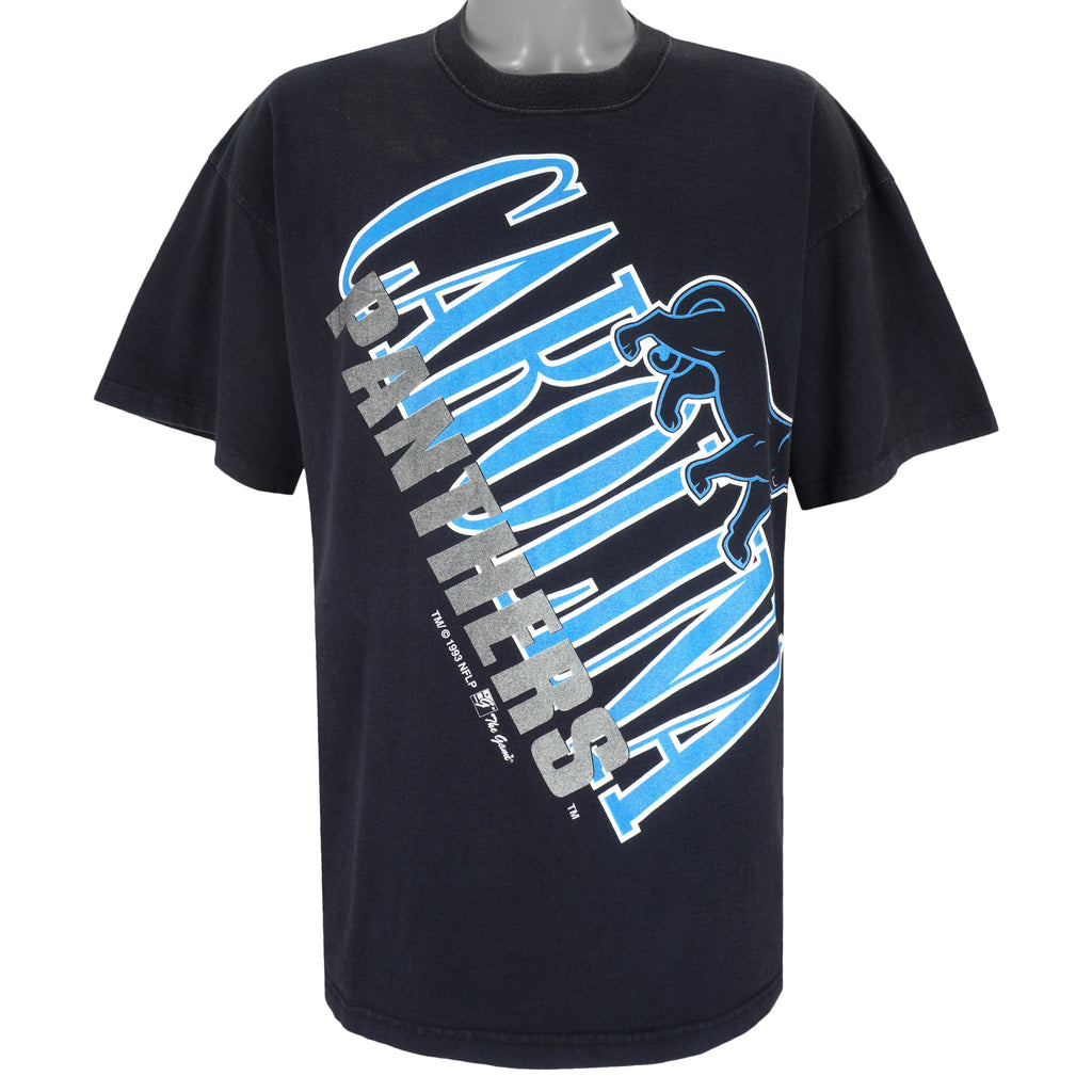 NFL (The Game) - Black Carolina Panthers T-Shirt 1993 X-Large Vintage Retro Football
