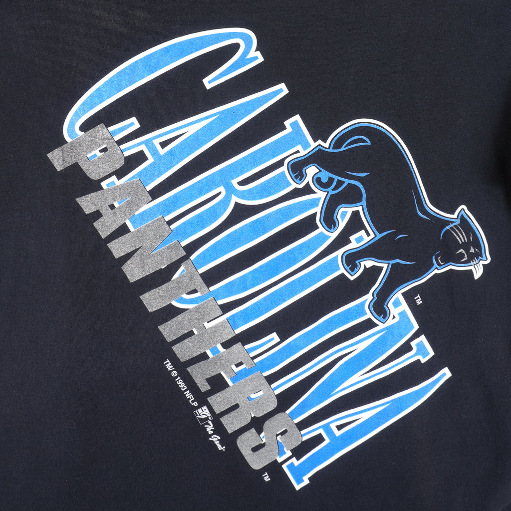 NFL (The Game) - Black Carolina Panthers T-Shirt 1993 X-Large Vintage Retro Football