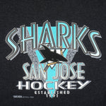 NHL (Trench) - Black San Jose Sharks T-Shirt 1996 X-Large Vintage Retro Football