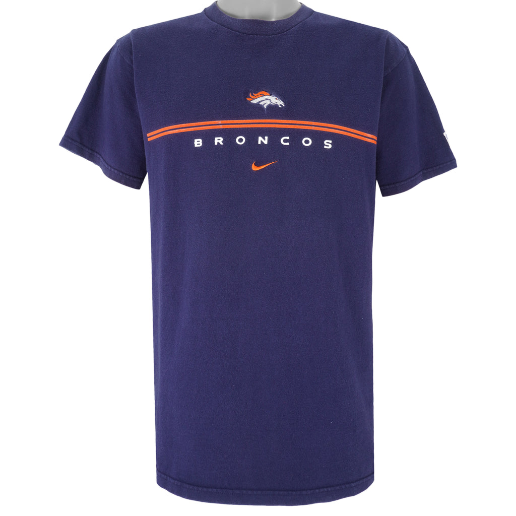 Nike - Denver Broncos Embroidered T-Shirt 1990s Medium Vintage Retro Football