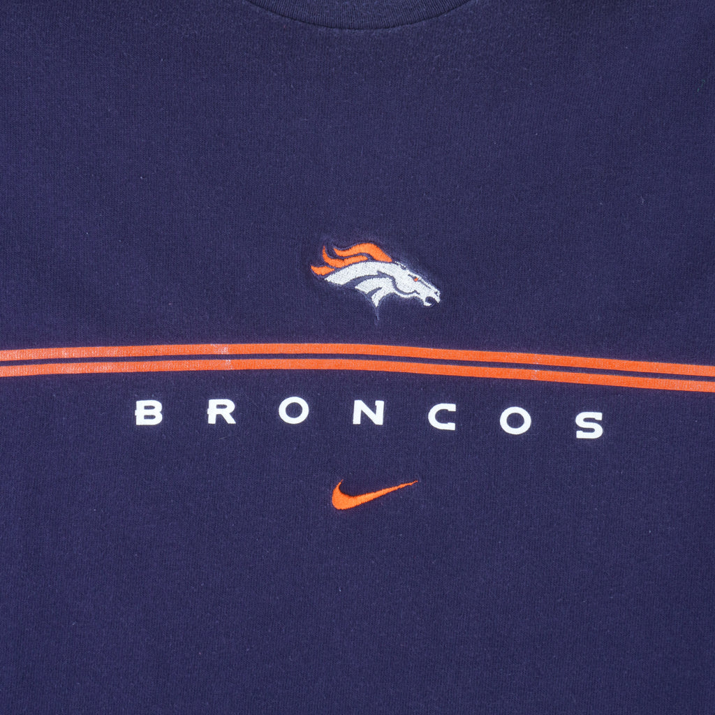 Nike - Denver Broncos Embroidered T-Shirt 1990s Medium Vintage Retro Football