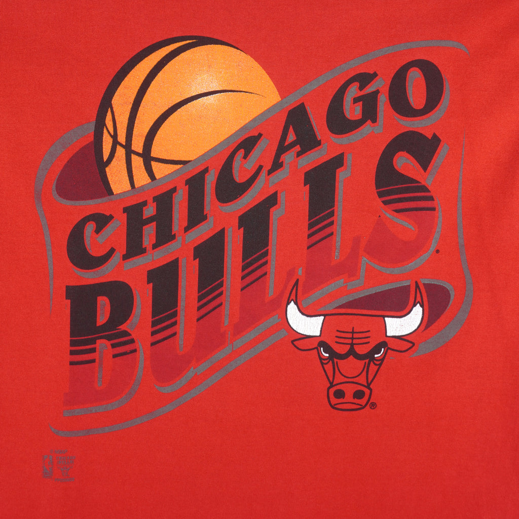 NBA (Pro Player) - Red Chicago Bulls Big Logo T-Shirt 1990s Large Vintage Retro Basketball