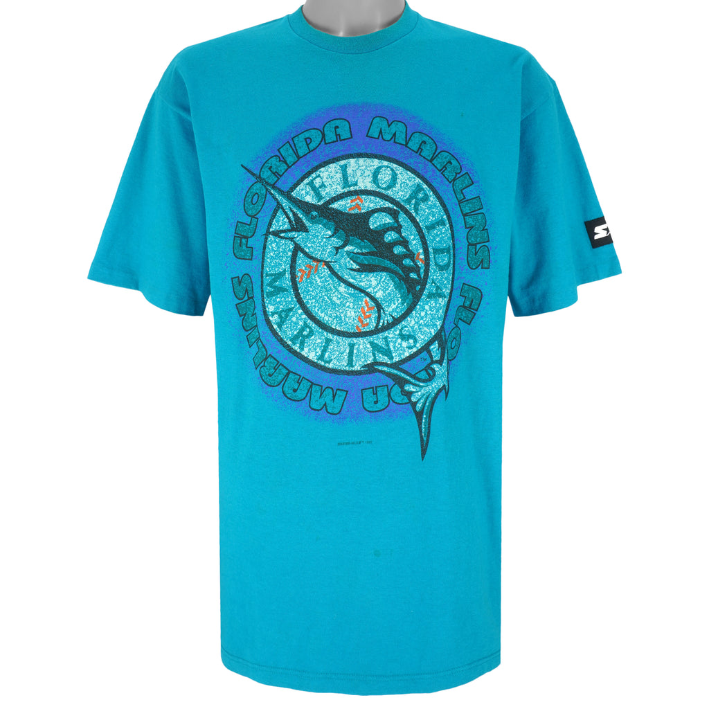 Starter - Florida Marlins Big Logo T-Shirt 1992 Large Vintage Retro Basball
