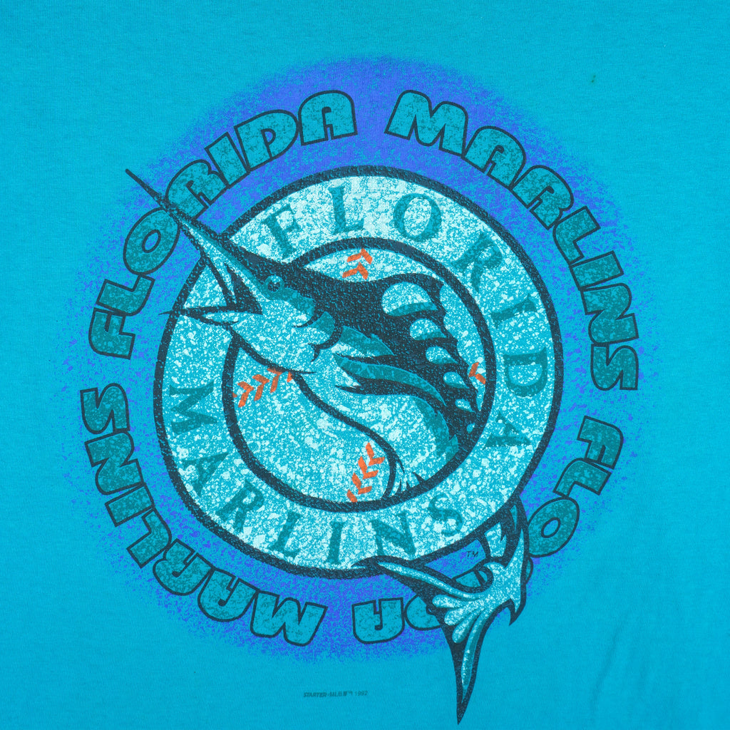 Starter - Florida Marlins Big Logo T-Shirt 1992 Large Vintage Retro Basball