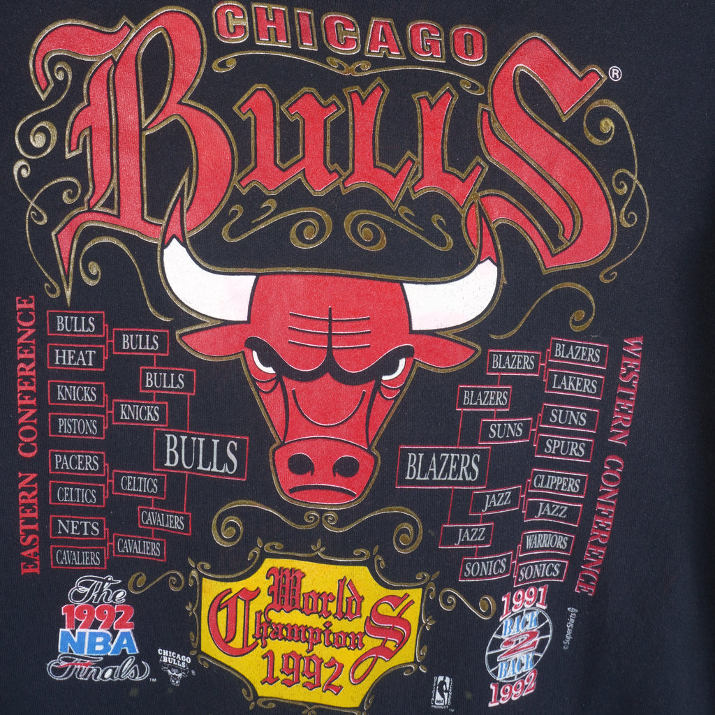 NBA (Changes) - Black Chicago Bulls Crew Neck Sweatshirt 1992 Large Vintage Retro Basketball