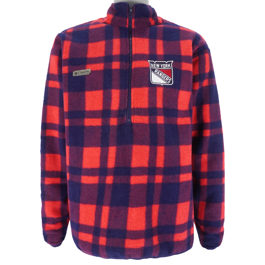 NHL (Columbia) - New York Rangers Plaid Sweatshirt 1990s Large Vintage Retro Hockey