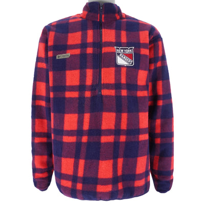 Columbia - New York Rangers Plaid 1/2 Zip Sweatshirt 1990s Large