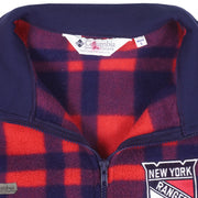 NHL (Columbia) - New York Rangers Plaid Sweatshirt 1990s Large Vintage Retro Hockey