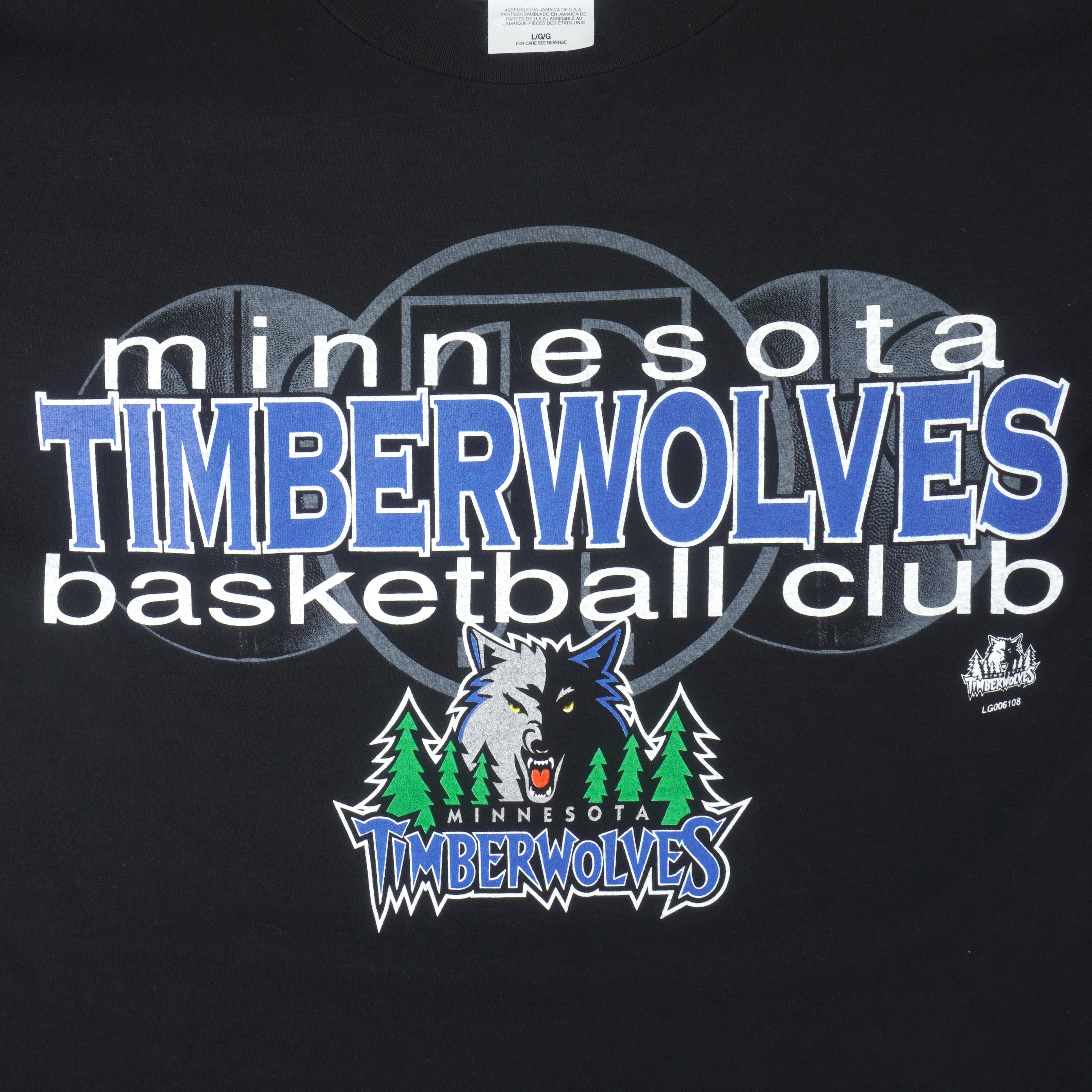 NBA (Logo Athletic) - Minnesota Timberwolves T-Shirt 1990s Large Vintage Retro Basketball