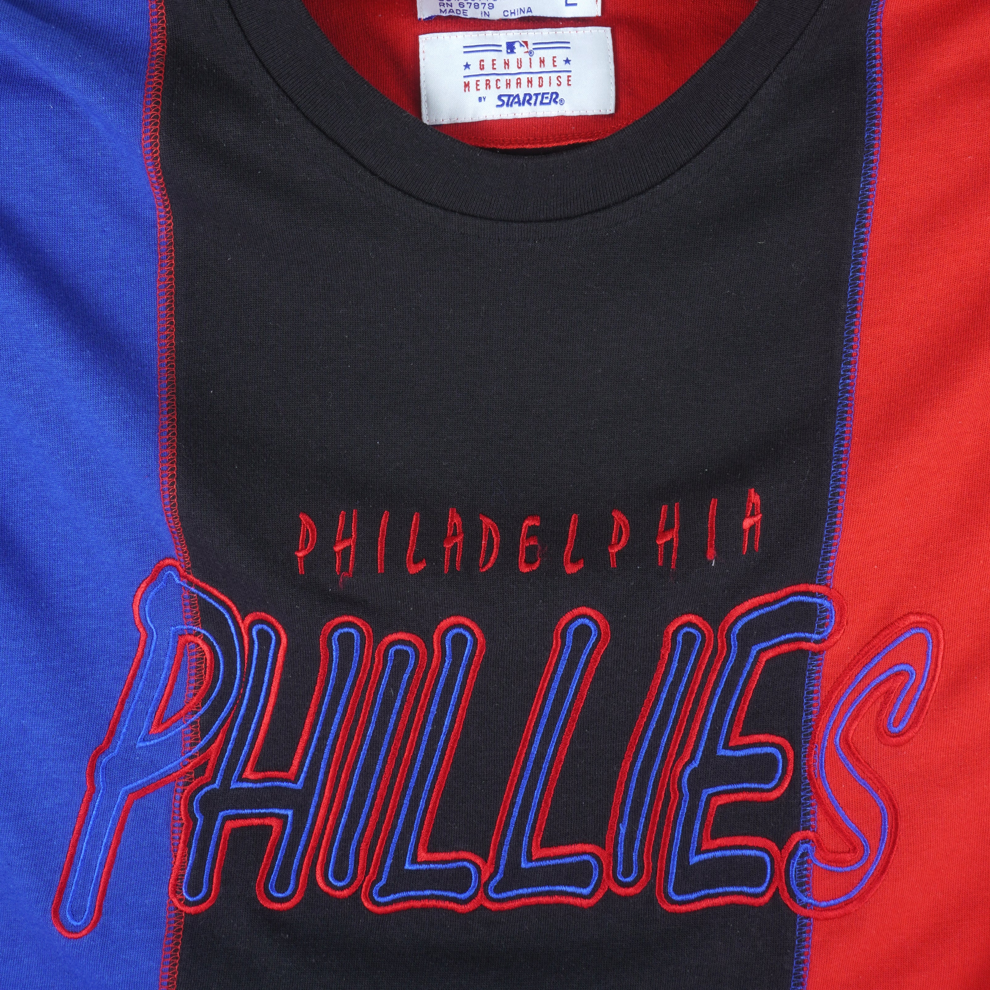 Starter - Philadelphia Phillies Embroidered T-Shirt 1990s Large Vintage Retro Baseball